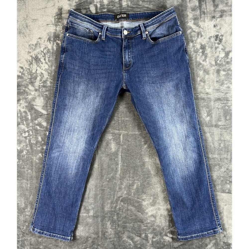 DU/ER DUER Mens L2X Relaxed Taper Denim Blue Jeans 36x30 (Fits 36x27) Stretch